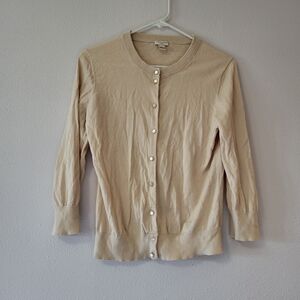 J. Crew Neutral Beige Pearl-Button Cardigan
